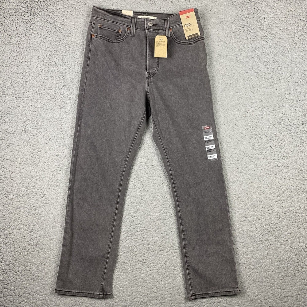 Levis Wedgie Straight High Rise Stretch Jeans Gray 30x28 10 X Short Womens New
